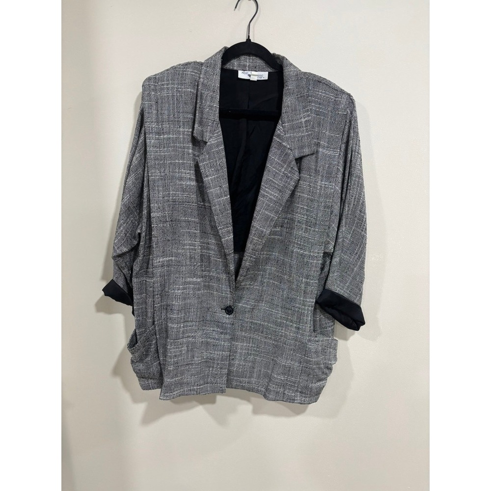 Maggie‎ Lawrence Blazer 24W Gray Textured Plus Size Career Luxury Jacket Chic